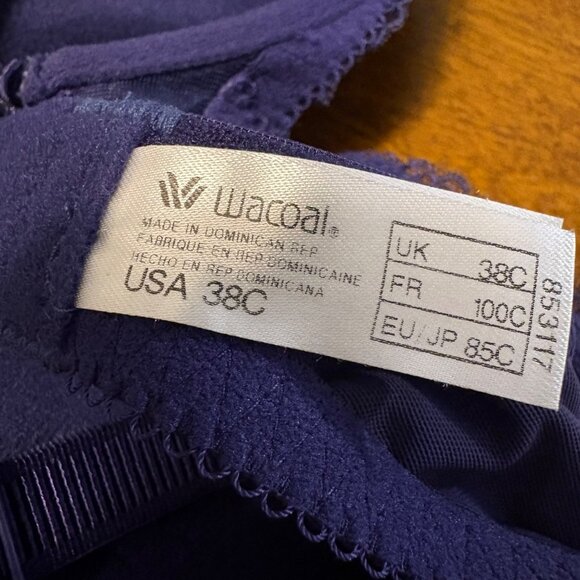 Wacoal 853117 La Femme Underwire T-Shirt Bra Navy Blue 38C - Picture 3 of 3